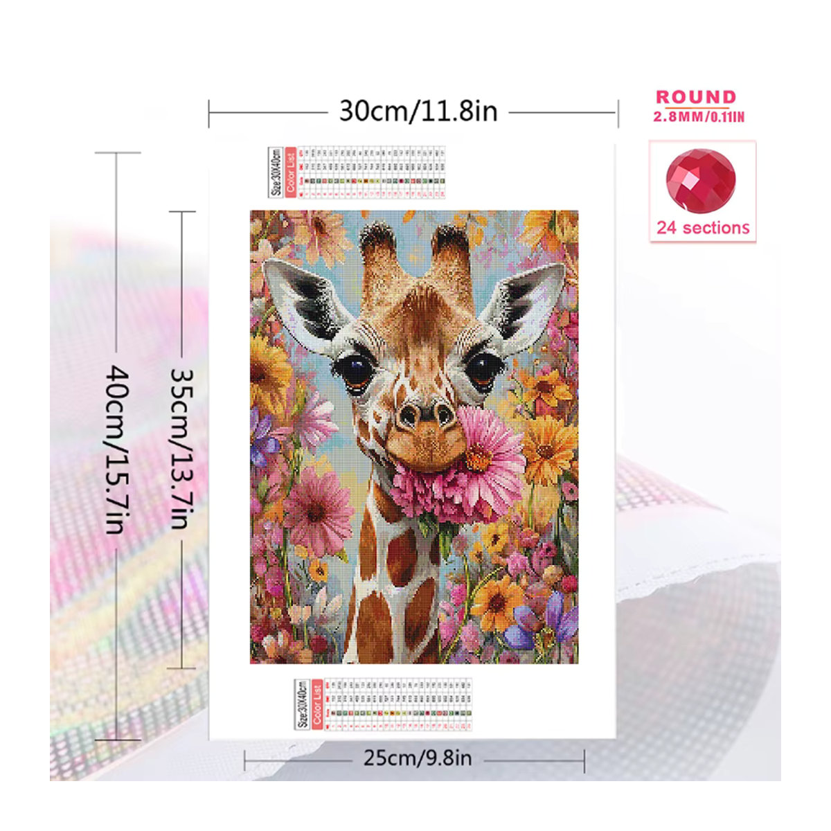 Momoart Diamantmalerei Giraffe DIY Mosaik Set für Erwachsene und Anfänger, mehrfarbig - Bild 2