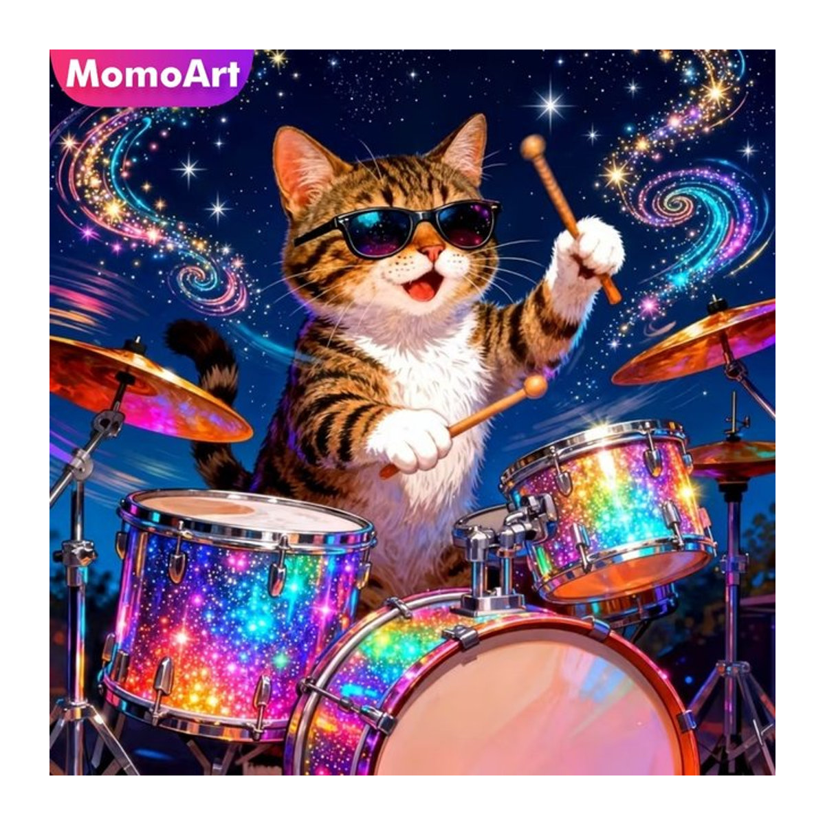 Momoart Diamantmalerei Katze DIY Strass Stickerei Set, mehrfarbig - Bild 1