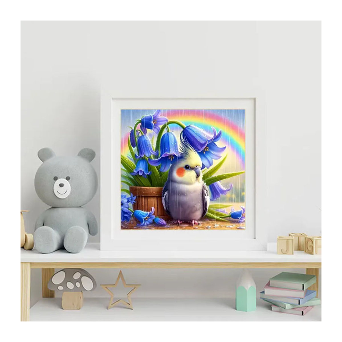 Momoart Diamantmalerei Papagei mit floralem Motiv als DIY Steinmosaik in Mehrfarbig - Bild 3
