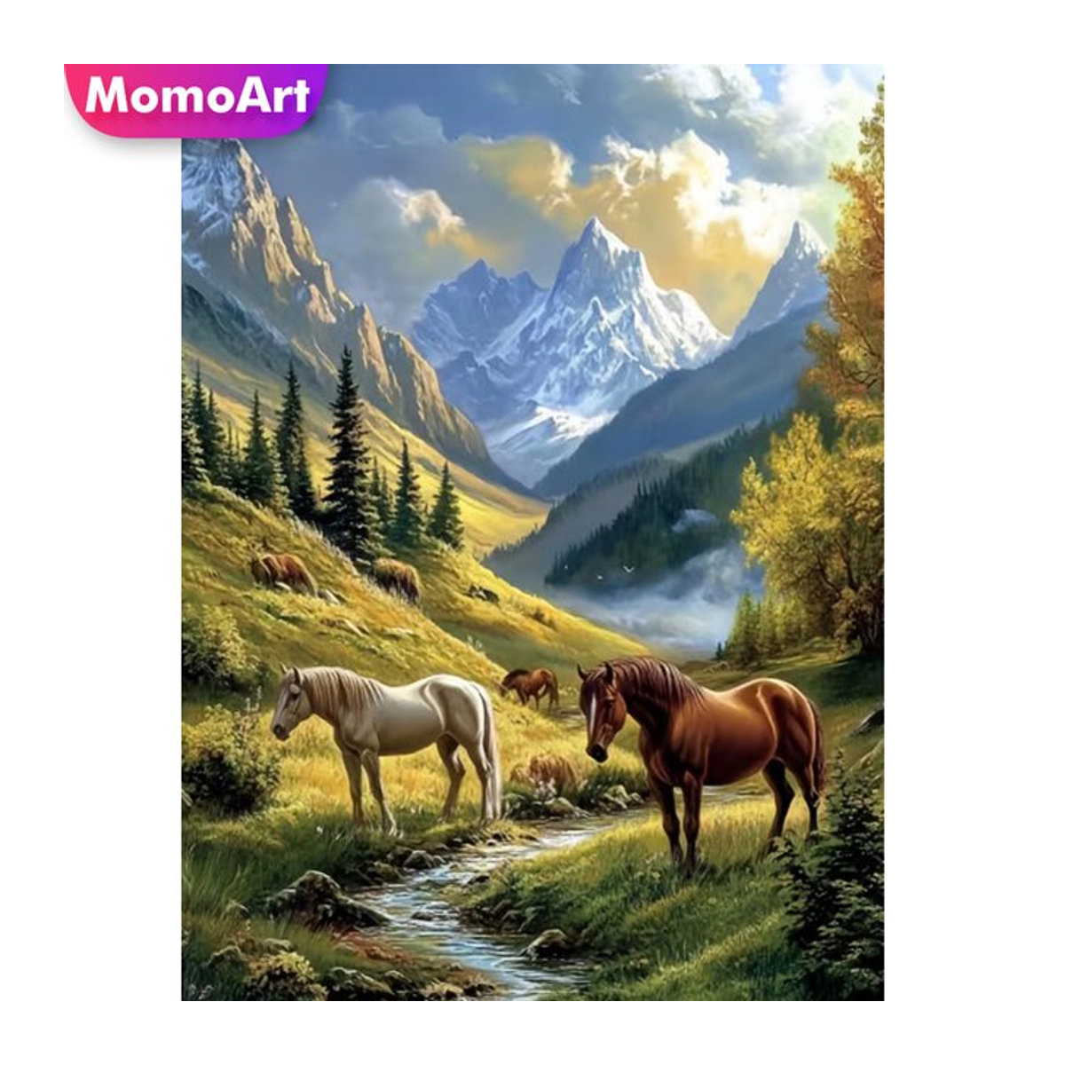 Momoart Diamantmalerei Pferd DIY Diamantmosaik für Anfänger, mehrfarbig - Bild 1