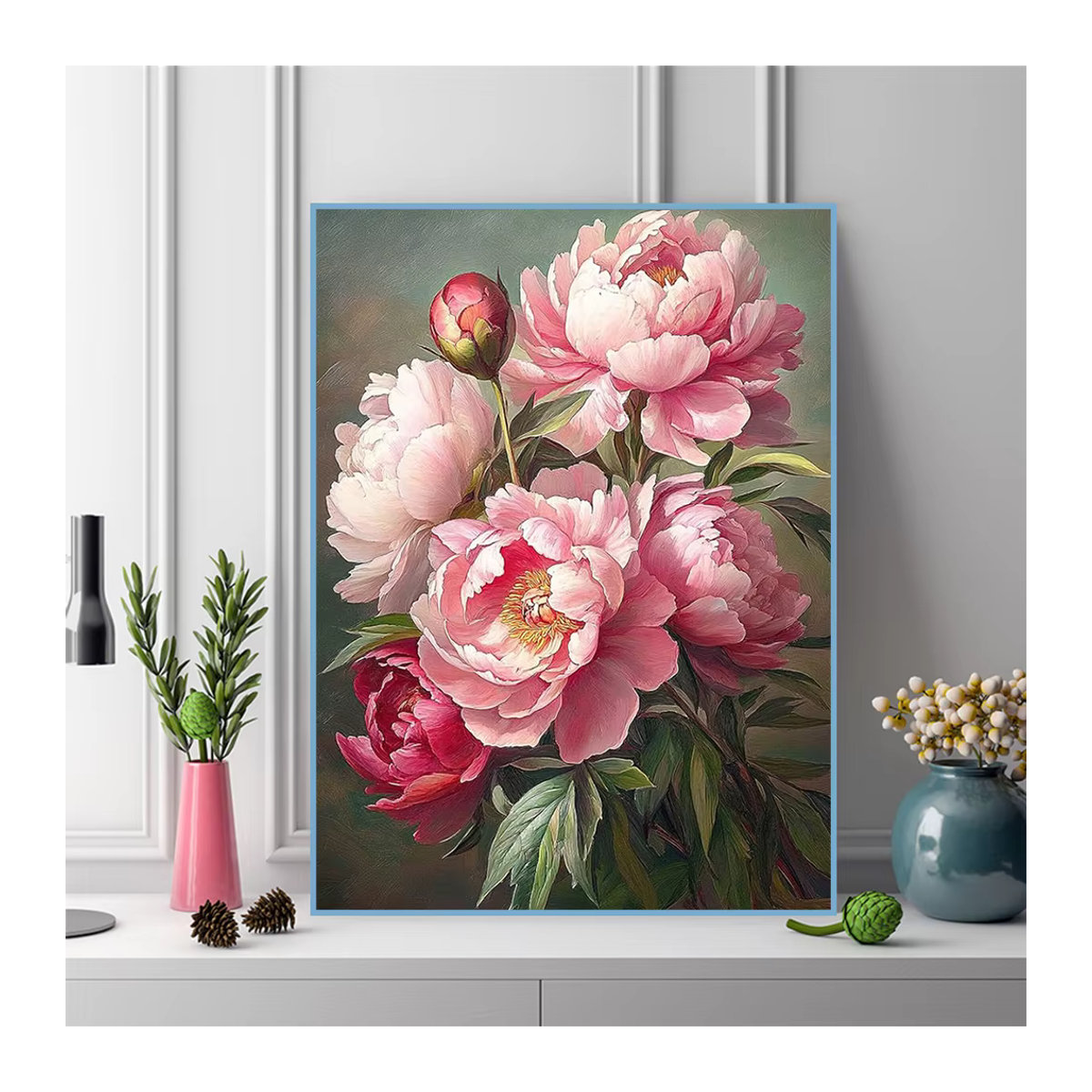 Momoart Diamantmalerei Pfingstrose Blume als DIY Strass Mosaik Bild in Mehrfarbig - Bild 3
