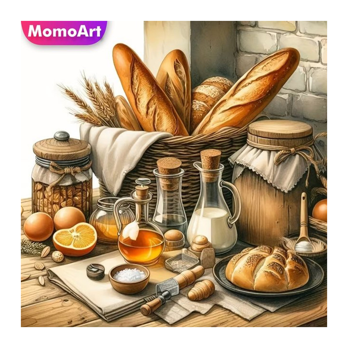 Momoart Diamantmalerei Set Kuchen-Landschaft als DIY-Kreuzstich-Set mit quadratischen Steinen in Mehrfarbig - Bild 1