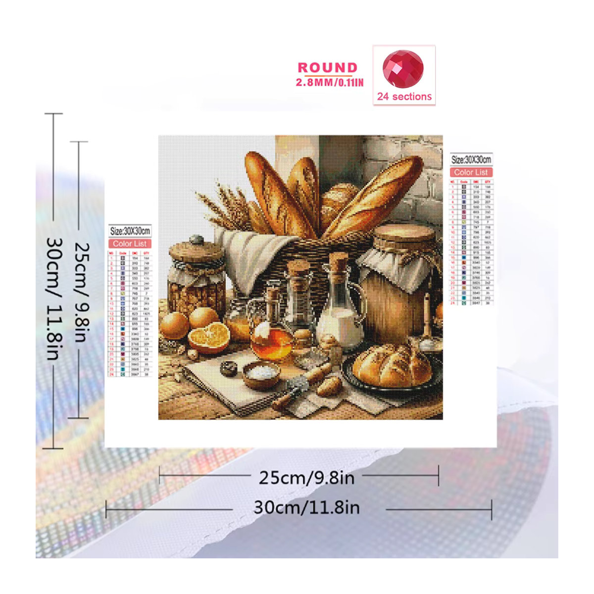 Momoart Diamantmalerei Set Kuchen-Landschaft als DIY-Kreuzstich-Set mit quadratischen Steinen in Mehrfarbig - Bild 2