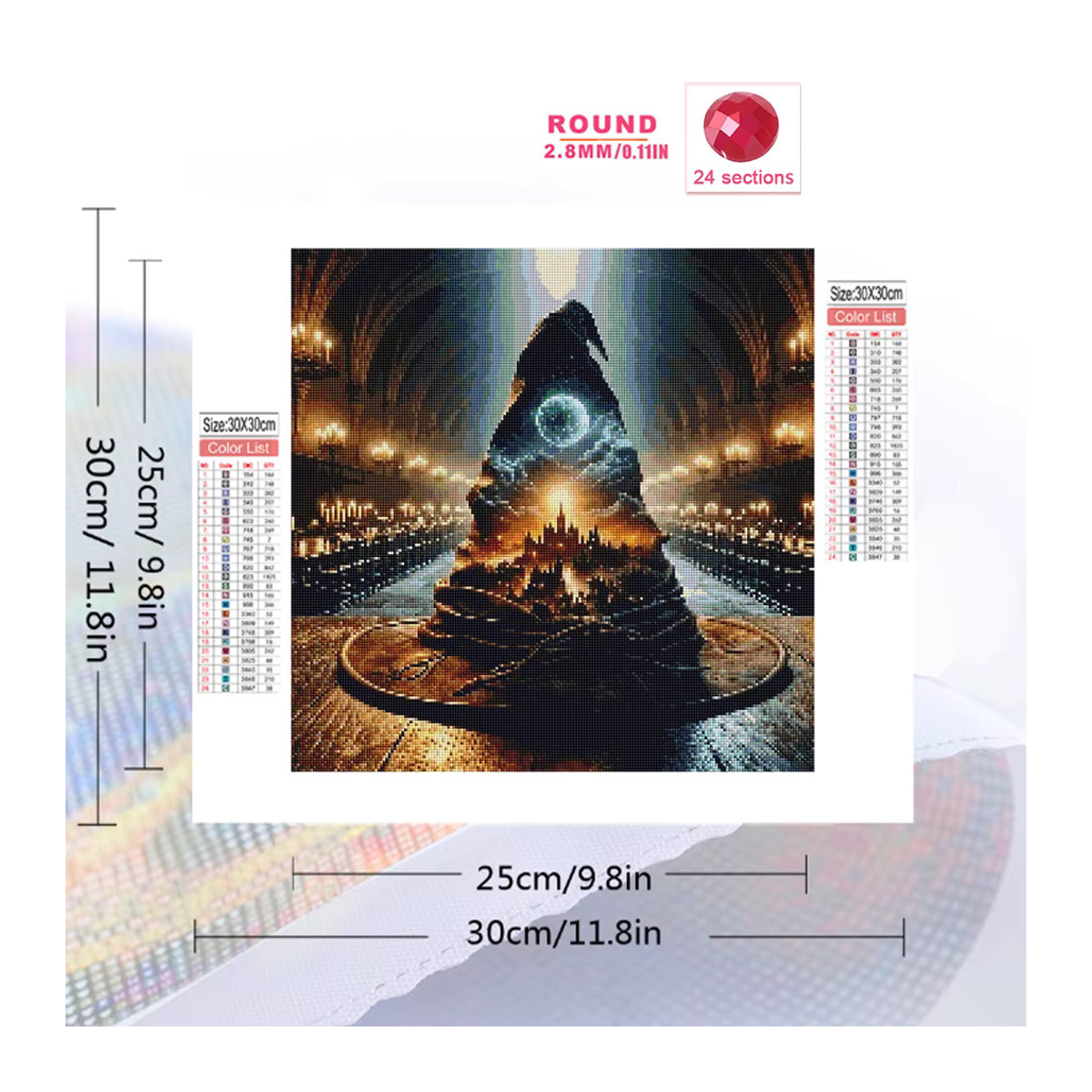 Momoart Diamantmalerei Set Landschaft mit Schloss und Mond als DIY Kreuzstich Kit in Mehrfarbig - Bild 2