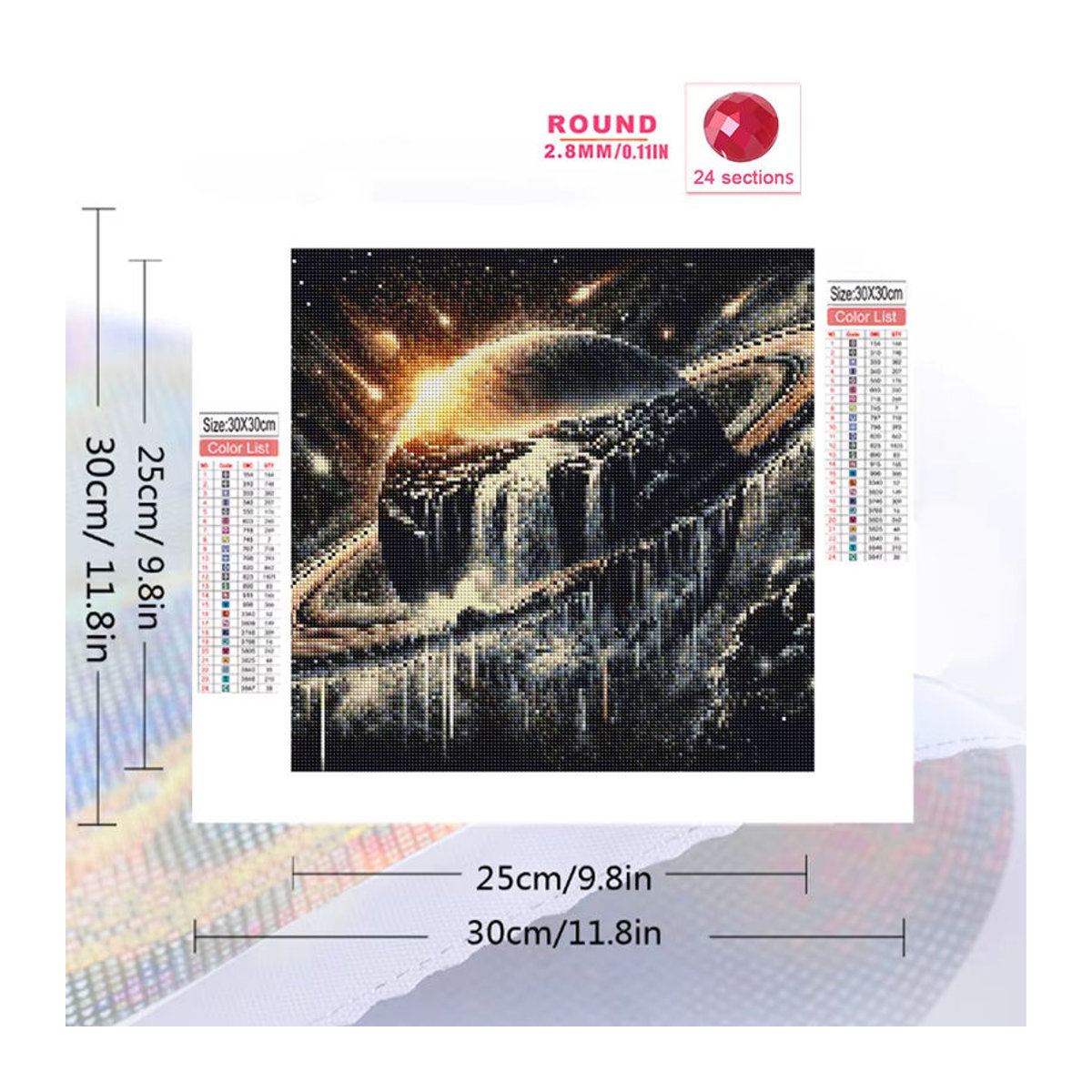 Momoart Diamantmalerei Wasserfall Landschaft Mosaik Planet Bild als DIY Strass Stickerei in Mehrfarbig und Abstrakt - Bild 2