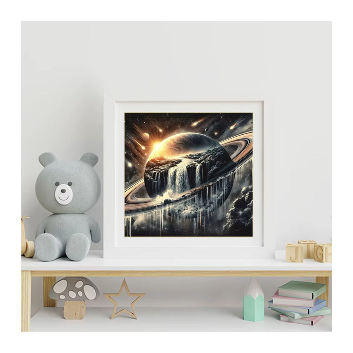 Momoart Diamantmalerei Wasserfall Landschaft Mosaik Planet Bild als DIY Strass Stickerei in Mehrfarbig und Abstrakt - Bild 3