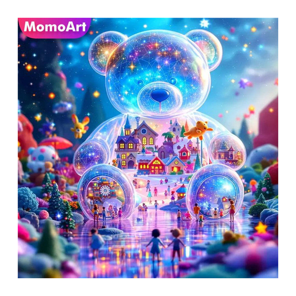 Momoart Diamantmosaik Bär DIY Stickerei Set Abstrakt Mehrfarbig - Bild 1