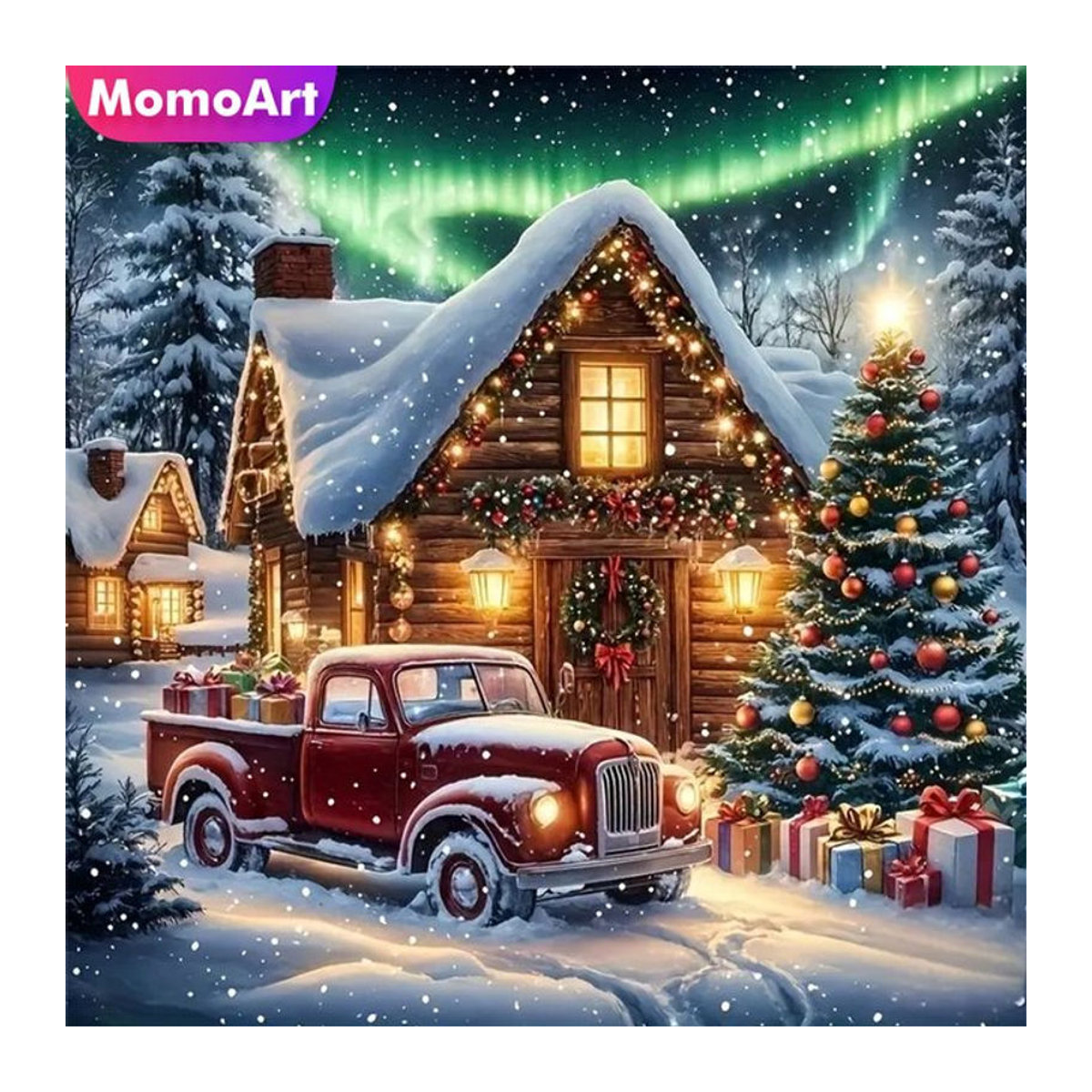 Momoart Diamantmosaik DIY Set Landhaus Winterlandschaft in Mehrfarbig - Bild 1