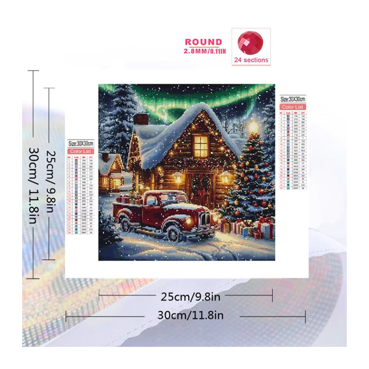 Momoart Diamantmosaik DIY Set Landhaus Winterlandschaft in Mehrfarbig - Bild 2