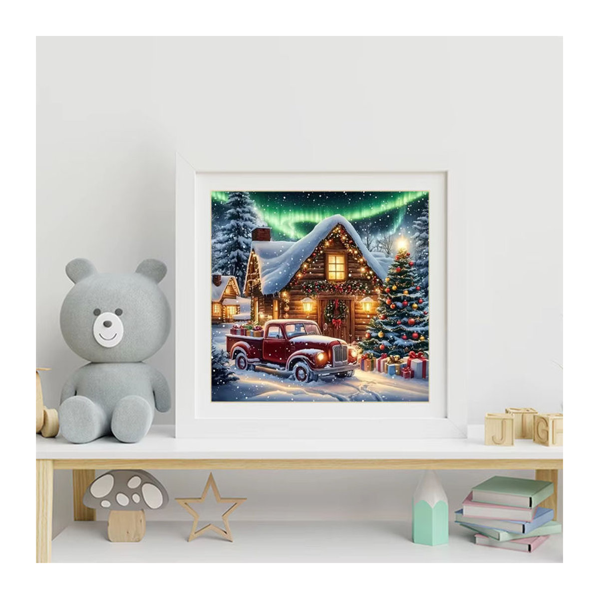 Momoart Diamantmosaik DIY Set Landhaus Winterlandschaft in Mehrfarbig - Bild 3