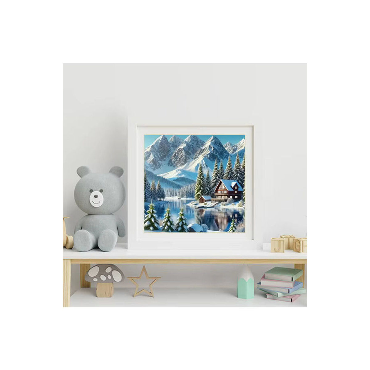 Momoart Diamantstickerei DIY Mosaik Set Landschaft mit Haus Berg und Fluss in Mehrfarbig für Erwachsene und Anfänger - Bild 4