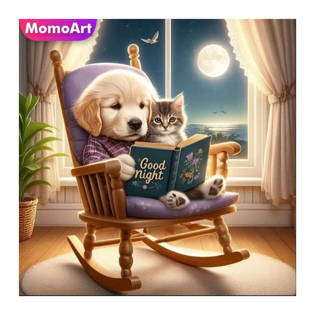 Momoart Diamond Painting Hund und Katze DIY Diamant-Mosaik Set mit mehrfarbigen Acryl-Steinen zur Dekoration - Bild 1