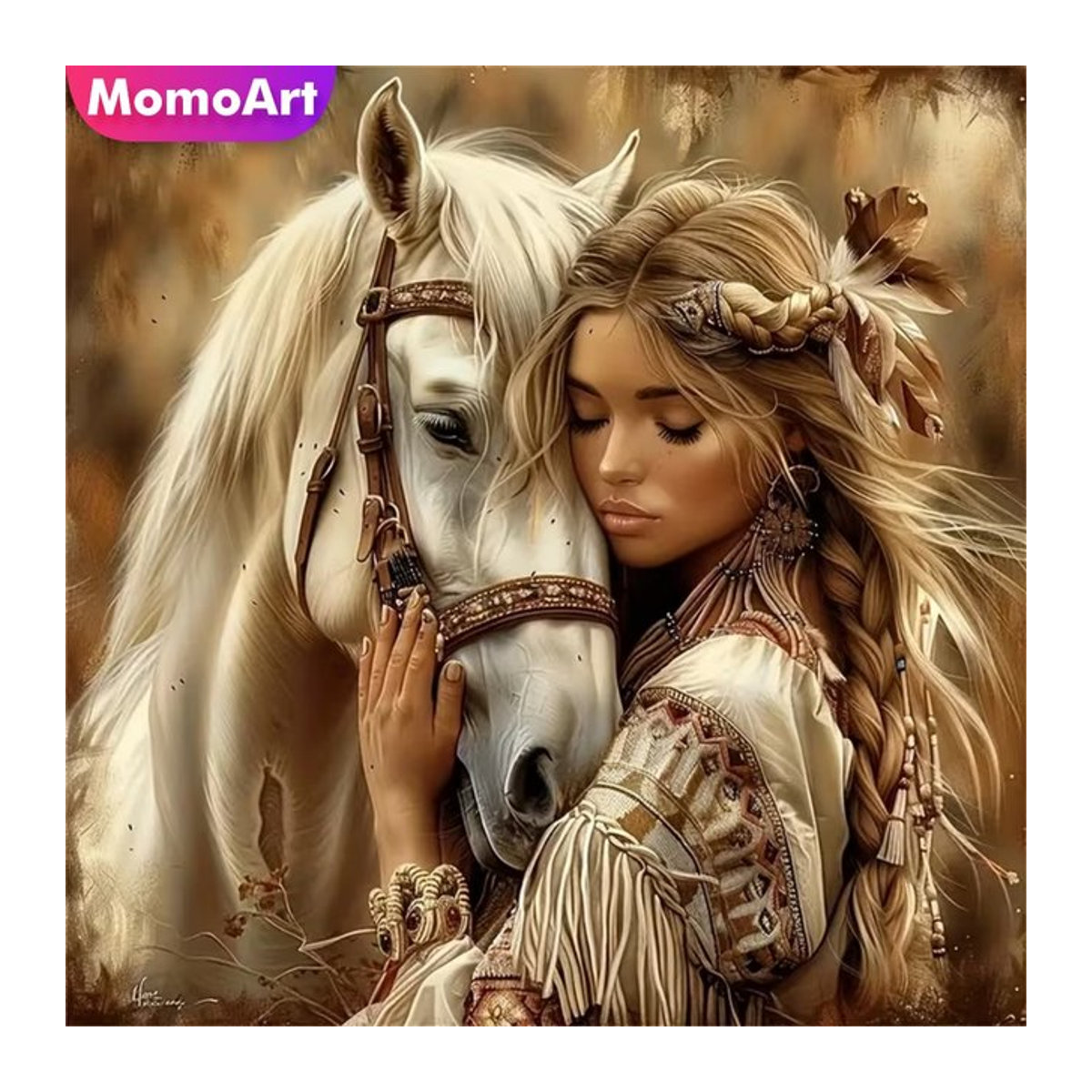 Momoart Diamond Painting Set Mädchen Porträt als DIY Acryl Kunsthandwerk in Bohemian Design, mehrfarbig - Bild 1