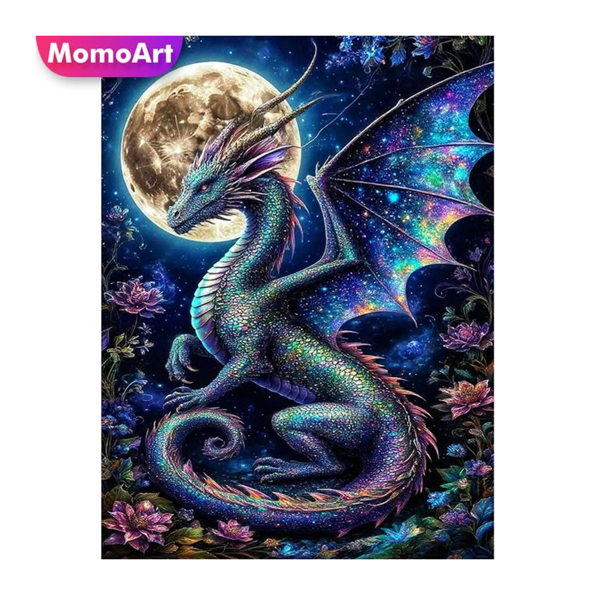Momoart Dinosaurier Diamantmalerei DIY Drachen Mosaik Set rund mehrfarbig - Bild 1