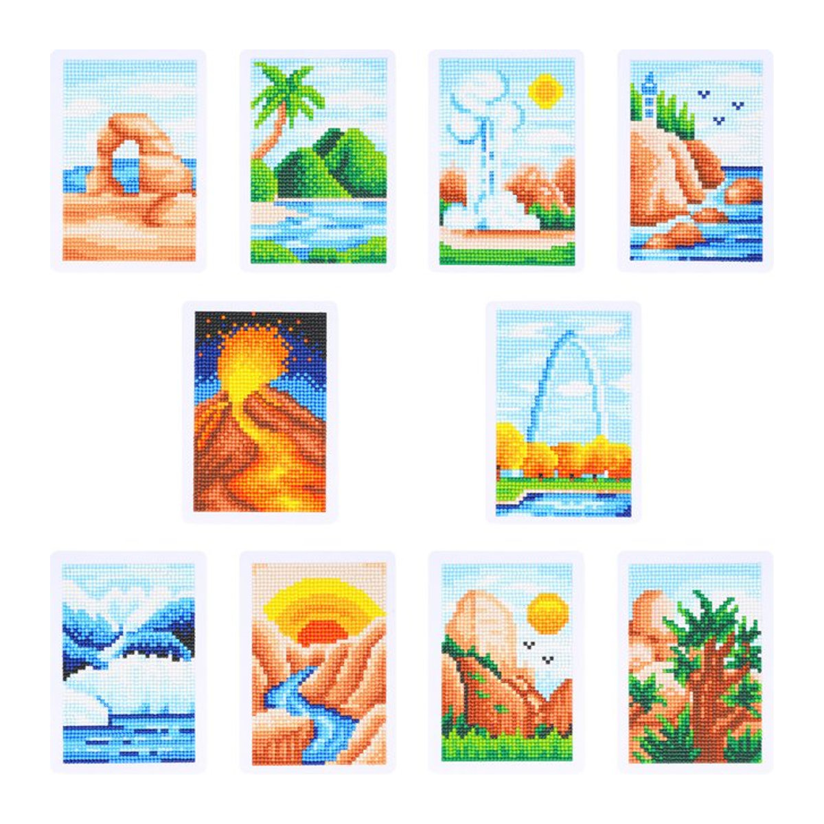 Momoart DIY Diamantmalerei Berglandschaft und Meer als Mosaik-Strassbild im abstrakten Design, mehrfarbig - Bild 1