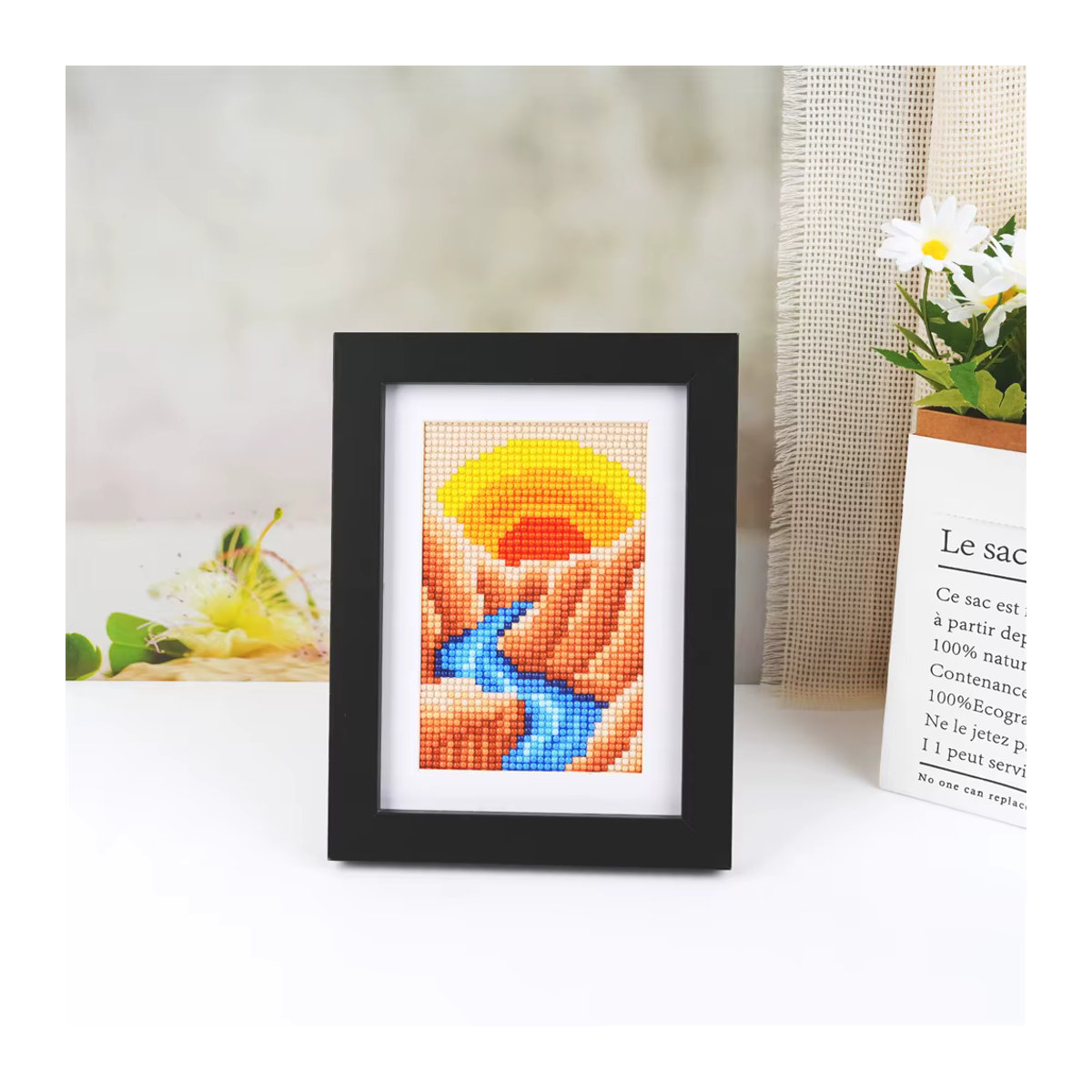 Momoart DIY Diamantmalerei Berglandschaft und Meer als Mosaik-Strassbild im abstrakten Design, mehrfarbig - Bild 2