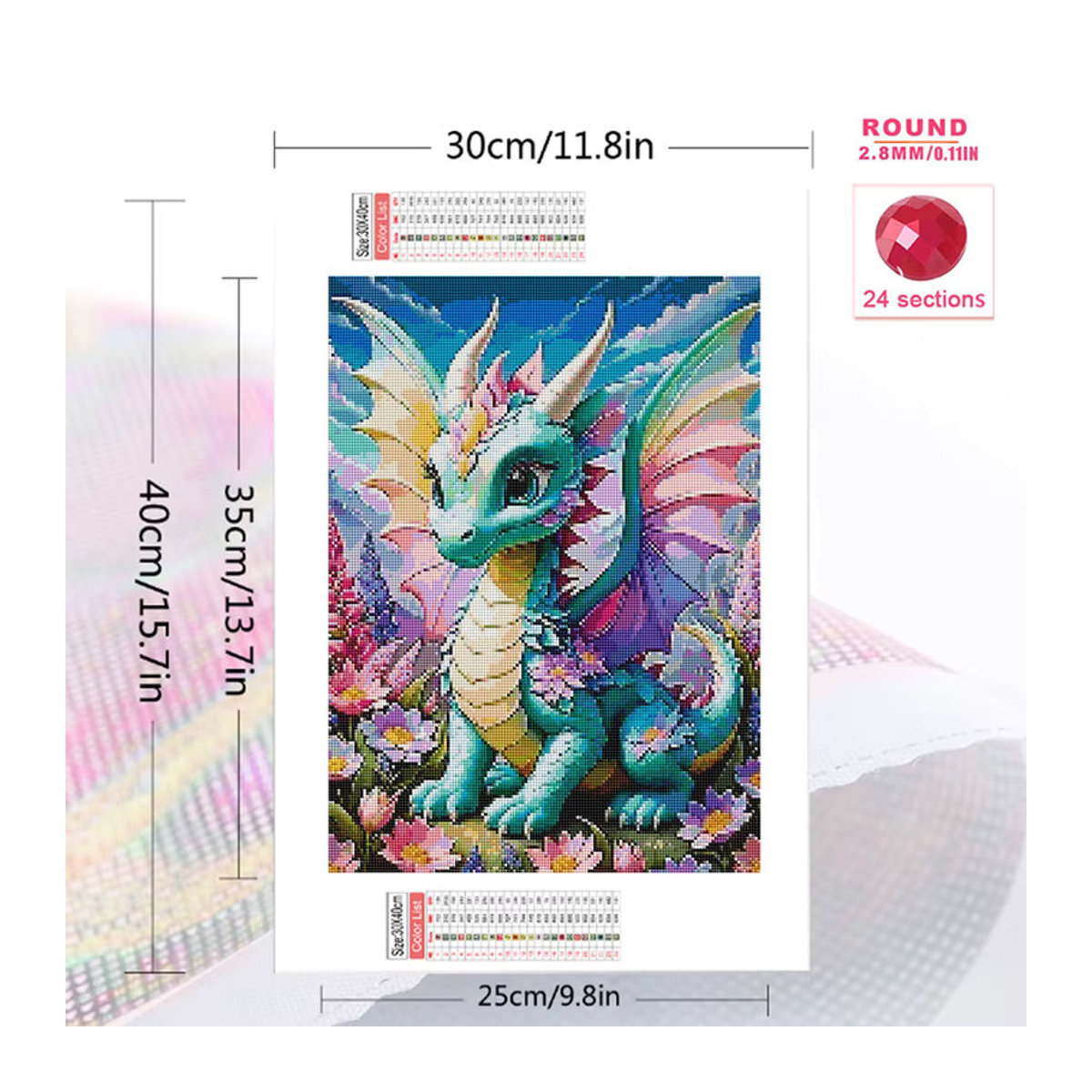 Momoart DIY Diamantmalerei Dinosaurier Cartoon Rundes Mosaik Set für Kinder, Mehrfarbig - Bild 2