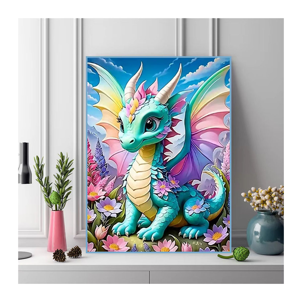 Momoart DIY Diamantmalerei Dinosaurier Cartoon Rundes Mosaik Set für Kinder, Mehrfarbig - Bild 3