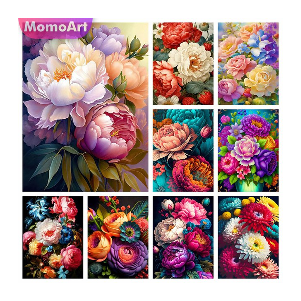 Momoart DIY Diamantmalerei Iris Blume als Strass Mosaik Set in Mehrfarbig zur Wanddekoration - Bild 1