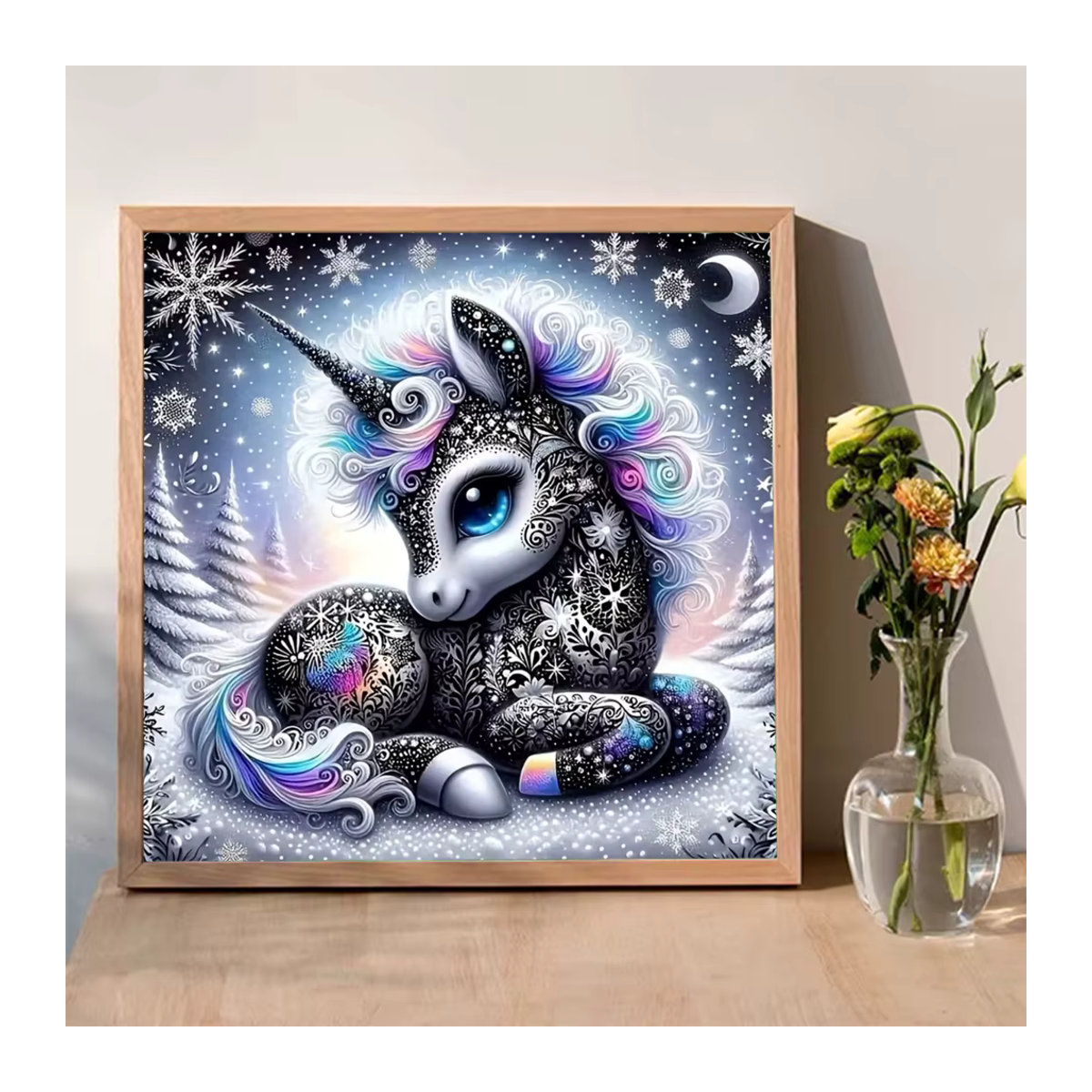 Momoart DIY-Diamantmalerei Pferd als Wanddekoration mit quadratischen und runden Mosaiksteinen in Mehrfarbig - Bild 3