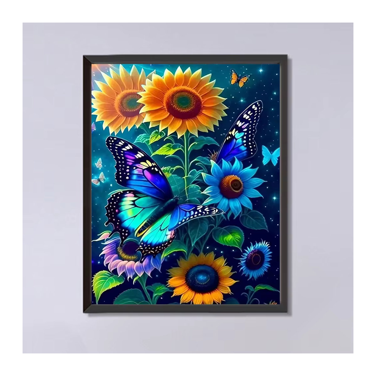 Momoart DIY Diamantstickerei Schmetterling und Sonnenblume als florale Wanddekoration in Mehrfarbig mit runden Diamanten - Bild 4
