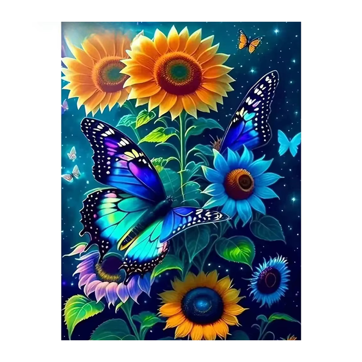 Momoart DIY Diamantstickerei Schmetterling und Sonnenblume als florale Wanddekoration in Mehrfarbig mit runden Diamanten - Bild 5