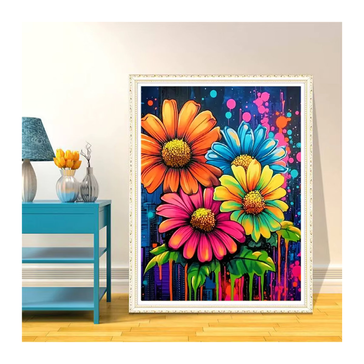 Momoart Malen nach Zahlen Set Gänseblümchen Floral in Mehrfarbig auf Leinwand - Bild 3