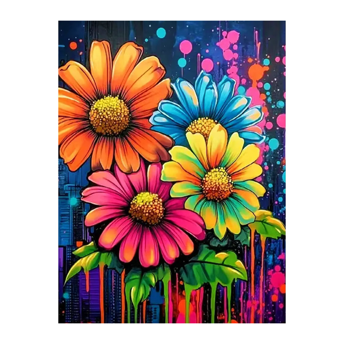 Momoart Malen nach Zahlen Set Gänseblümchen Floral in Mehrfarbig auf Leinwand - Bild 4