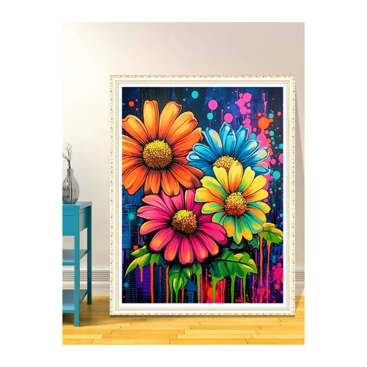 Momoart Malen nach Zahlen Set Gänseblümchen Floral in Mehrfarbig auf Leinwand - Bild 5