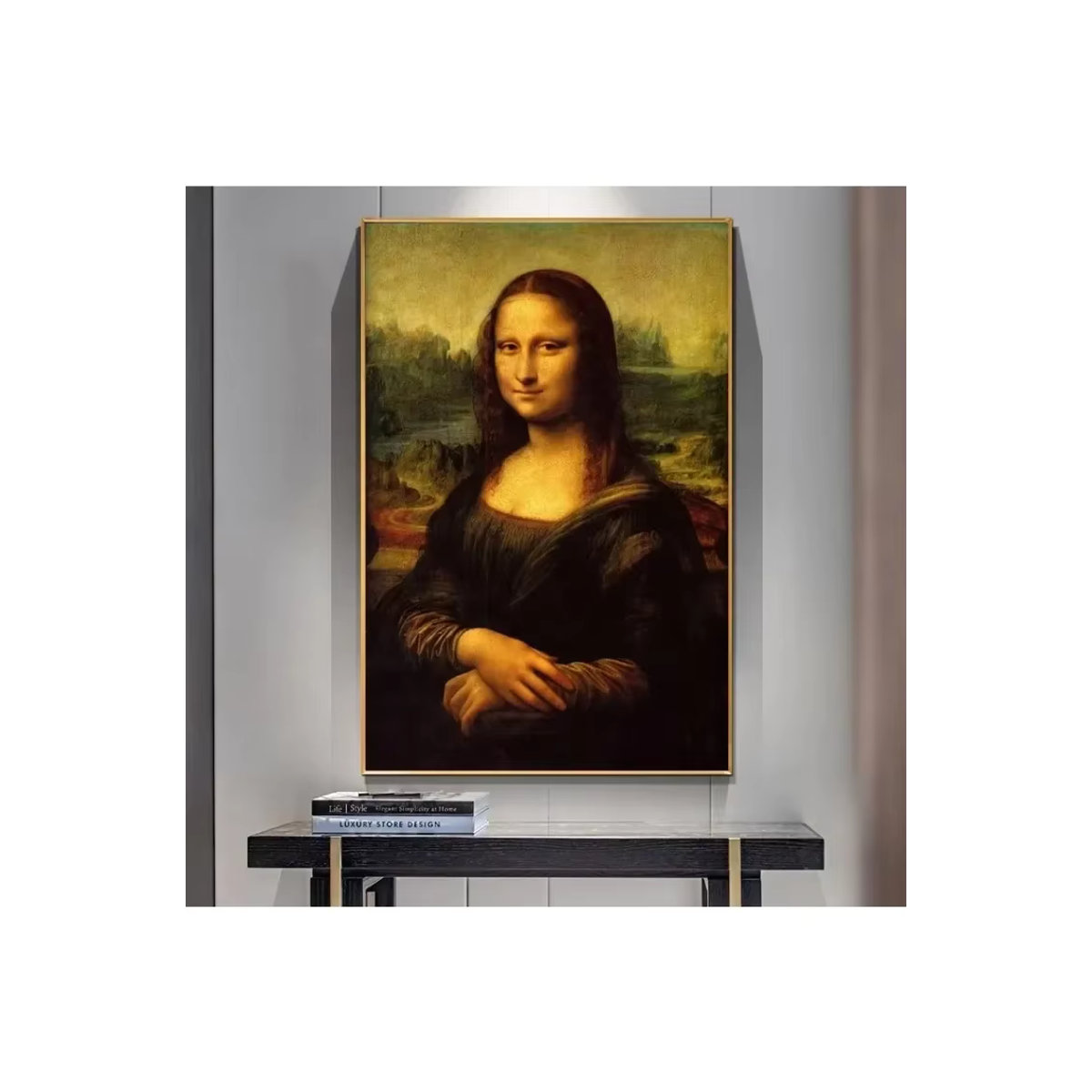 Mona Lisa Leinwandgemälde von Leonardo Da Vinci als klassisches Porträt in Hochformat für deine Wandmontage, mehrfarbig und rechteckig - Bild 2
