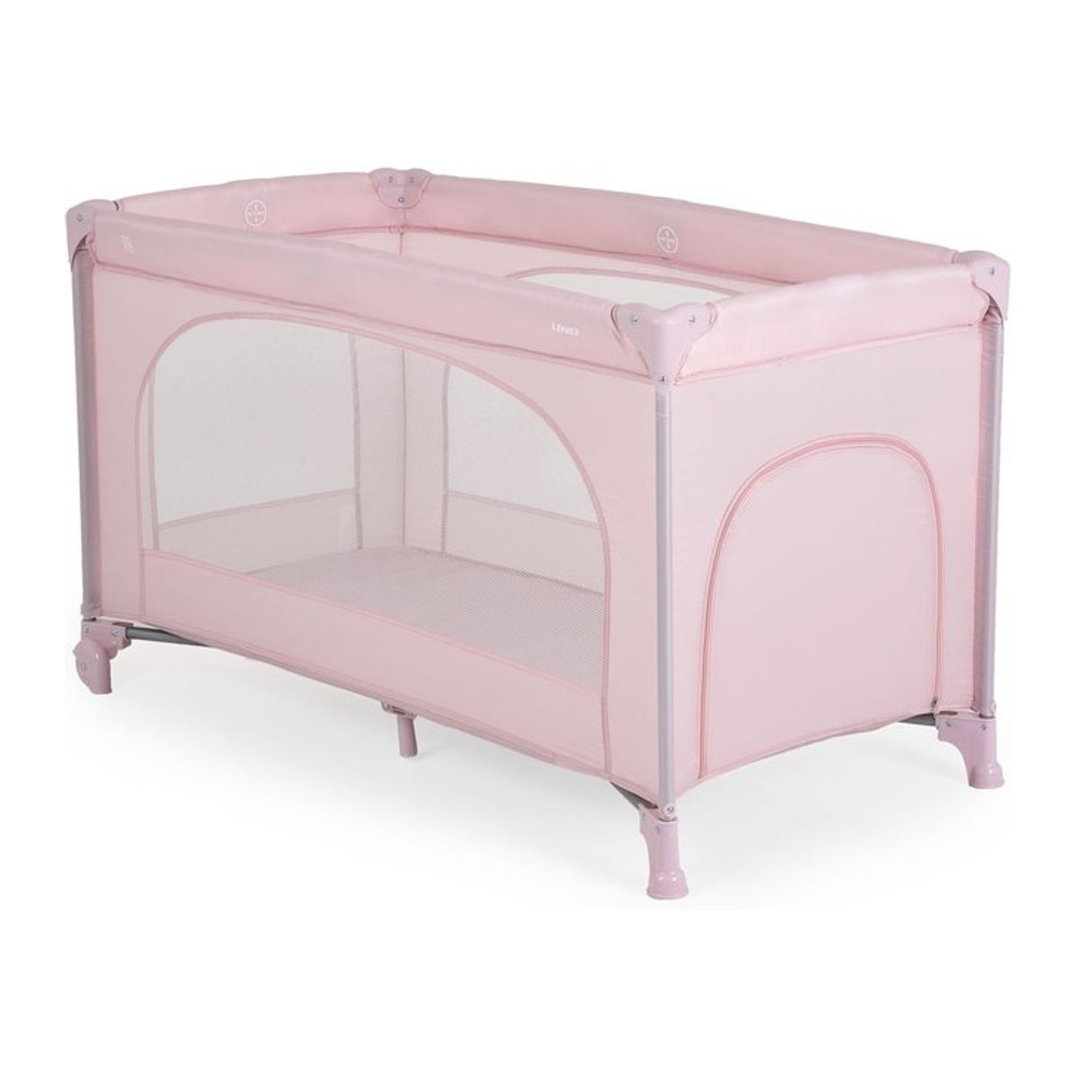 Moni Reisebett Uno klappbares Babybett mit Faltmatratze, Rädern und Aufbewahrungstasche in Rosa - Bild 1
