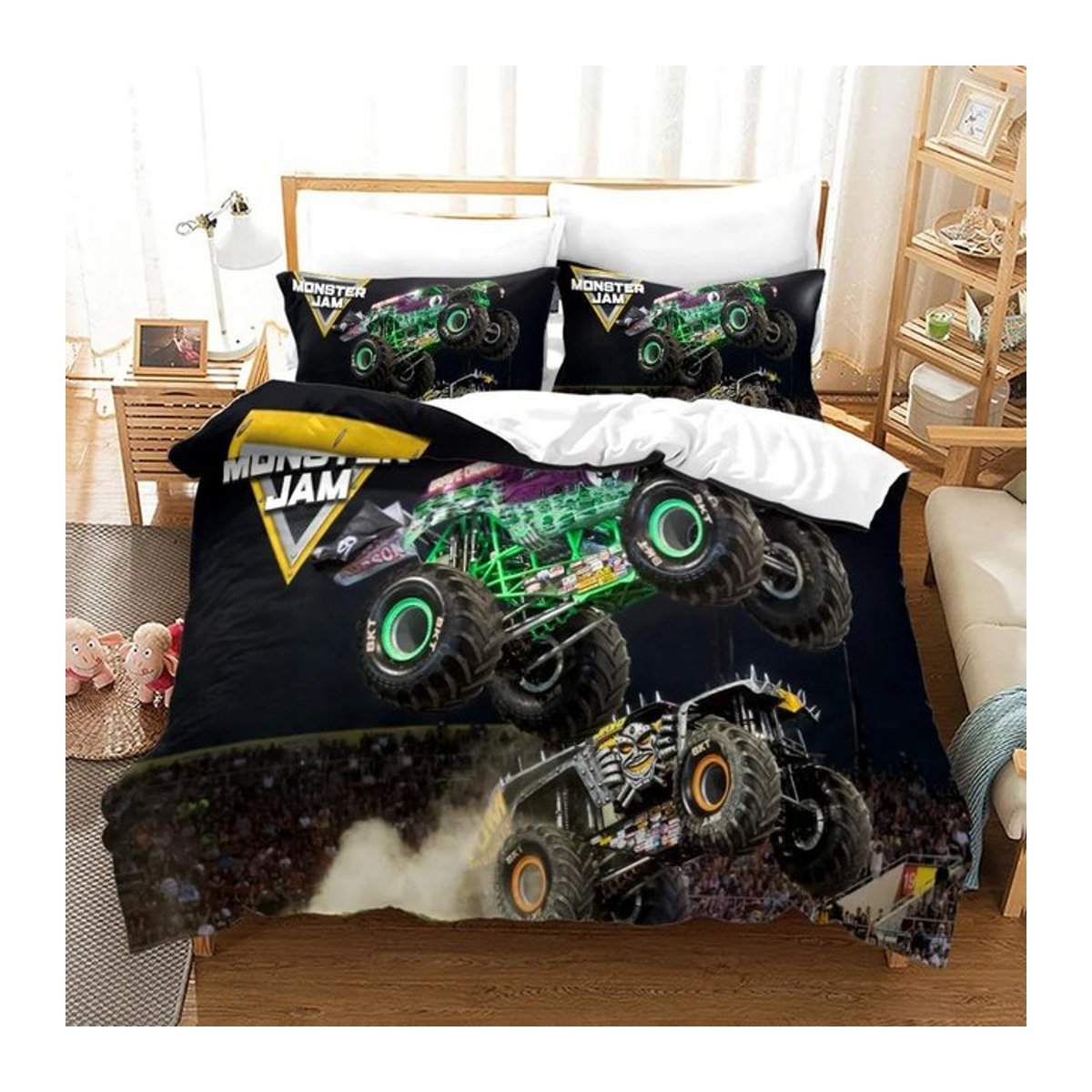 Monster Jam Bettwäsche-Set mit 3D-Druck in Schwarz, B/H: 135 x 200 cm - Bild 1