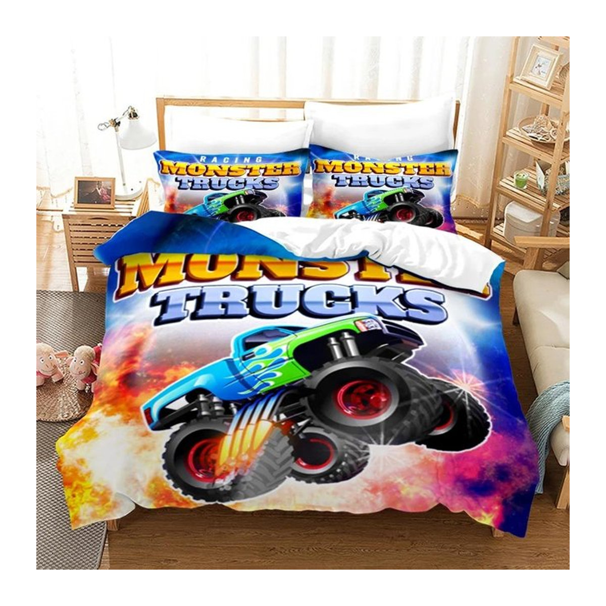 Monster Jam Bettwäsche-Set mit 3D-Druck, mehrfarbig, B/H: 70 x 133 cm - Bild 1