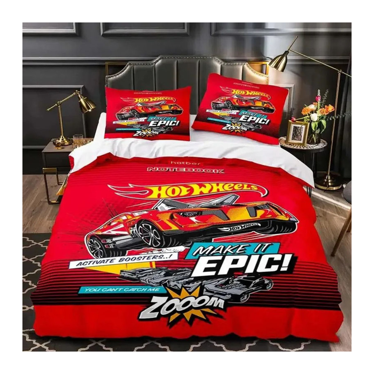 Monster Truck Hot Wheels Bettwäscheset mit Kissenbezügen, mehrfarbig, B/H: 264 x 228 cm - Bild 3