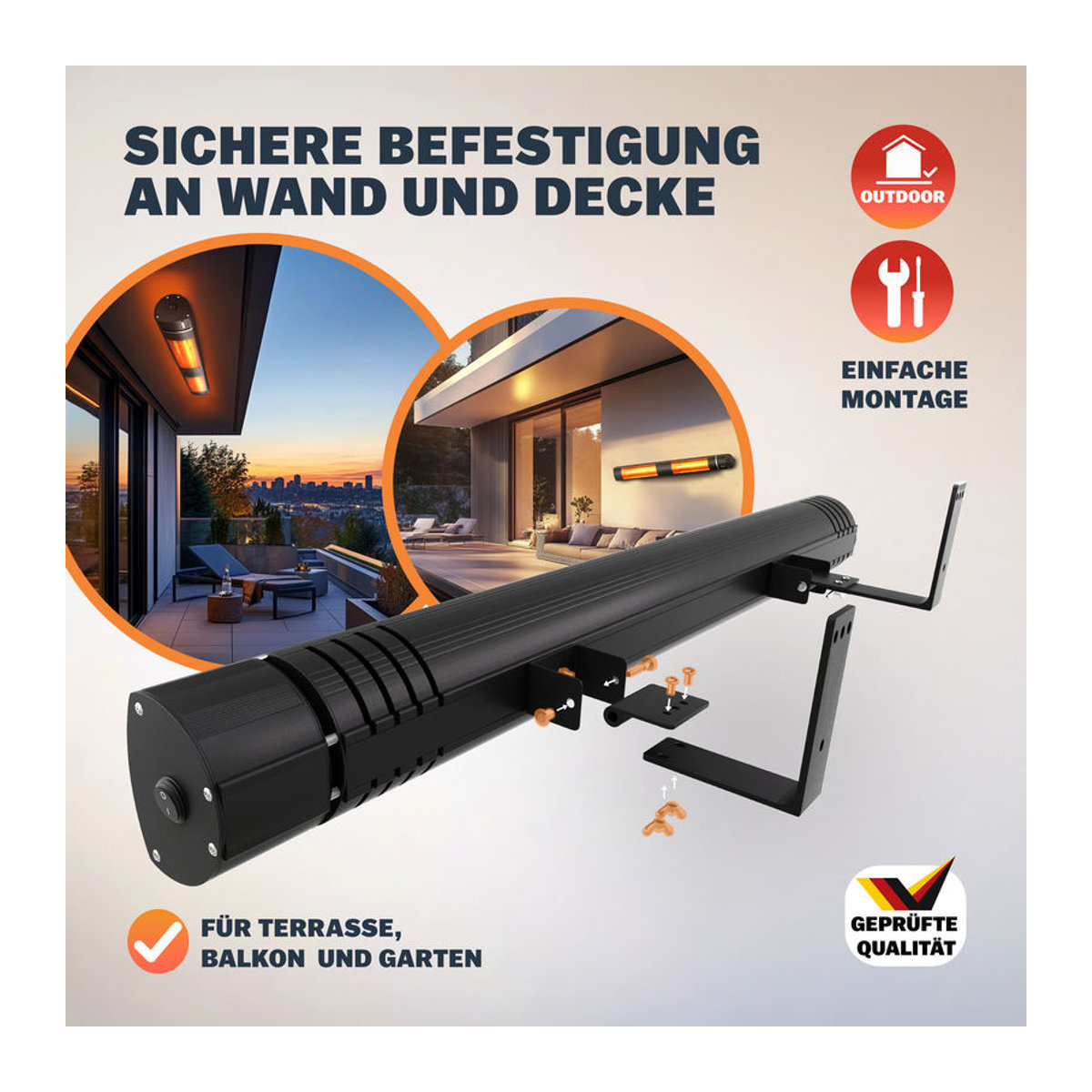 MONZANA Infrarotheizung Heizstrahler MZH3000 Schwarz 3000W aus Aluminium - Bild 5