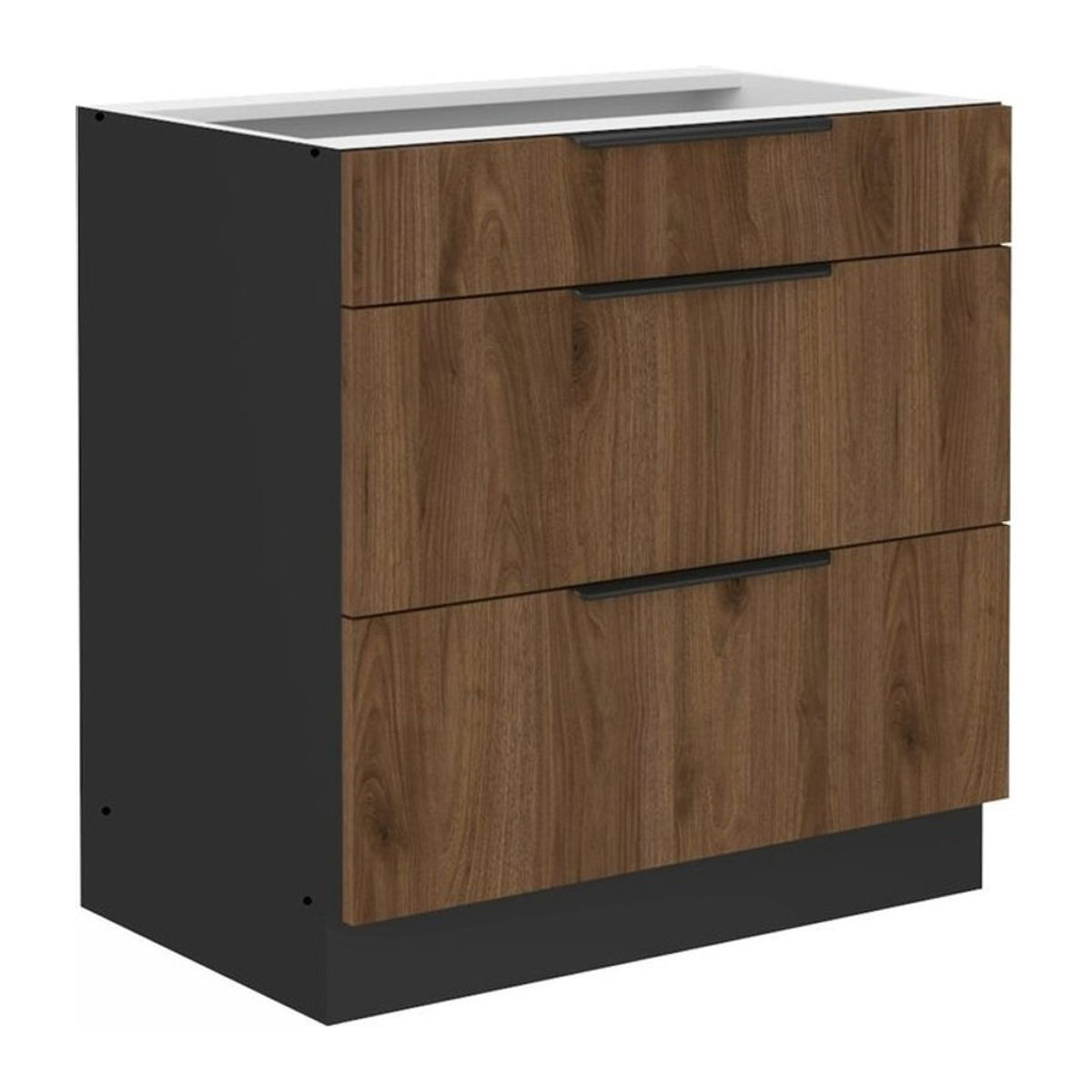 MONZANA Küchen Unterschrank MONZA in Nussbaum mit Soft-Close und Drehtüren, Breite: 80 cm - Bild 1