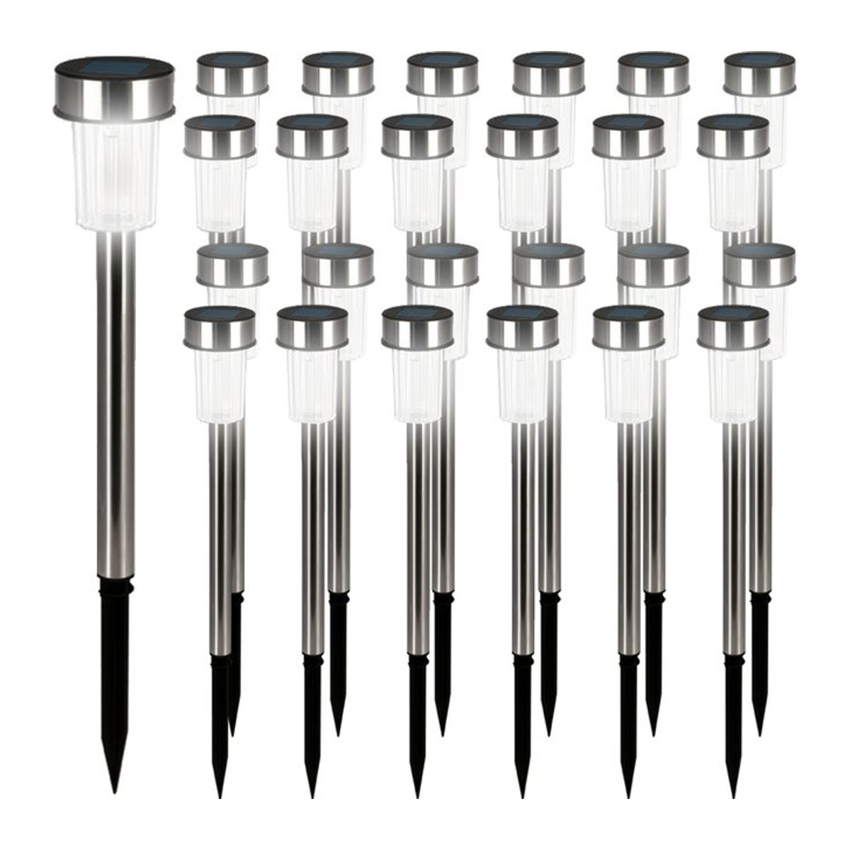 MONZANA LED Solarleuchte 24er-Set Modern Edelstahl Höhe: 37 cm - Bild 1