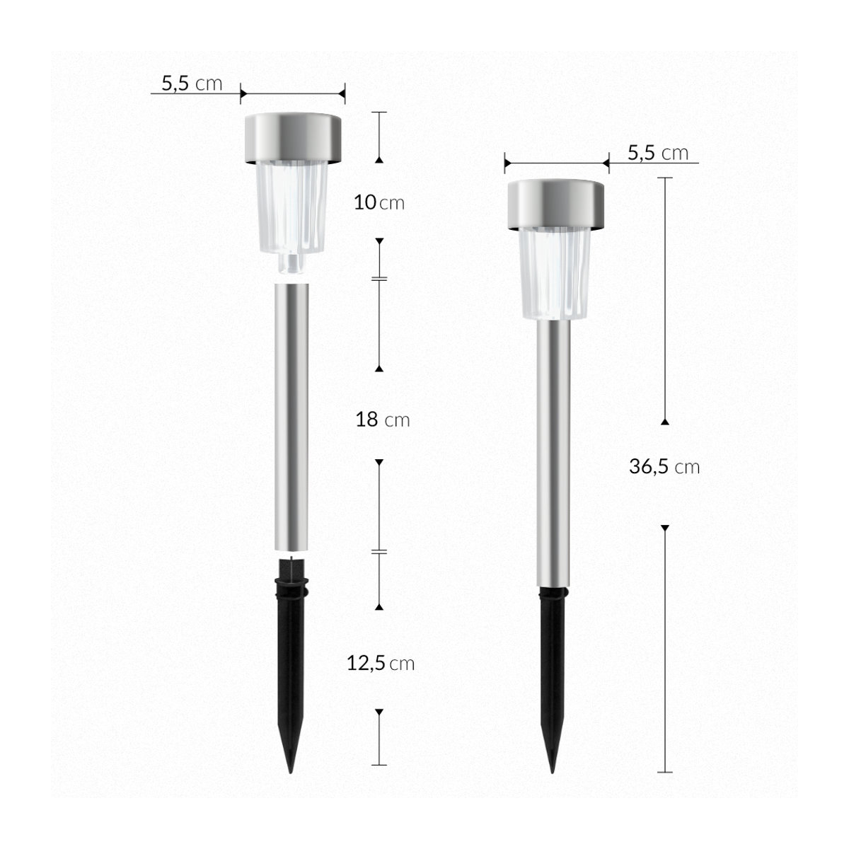 MONZANA LED Solarleuchte 24er-Set Modern Edelstahl Höhe: 37 cm - Bild 2