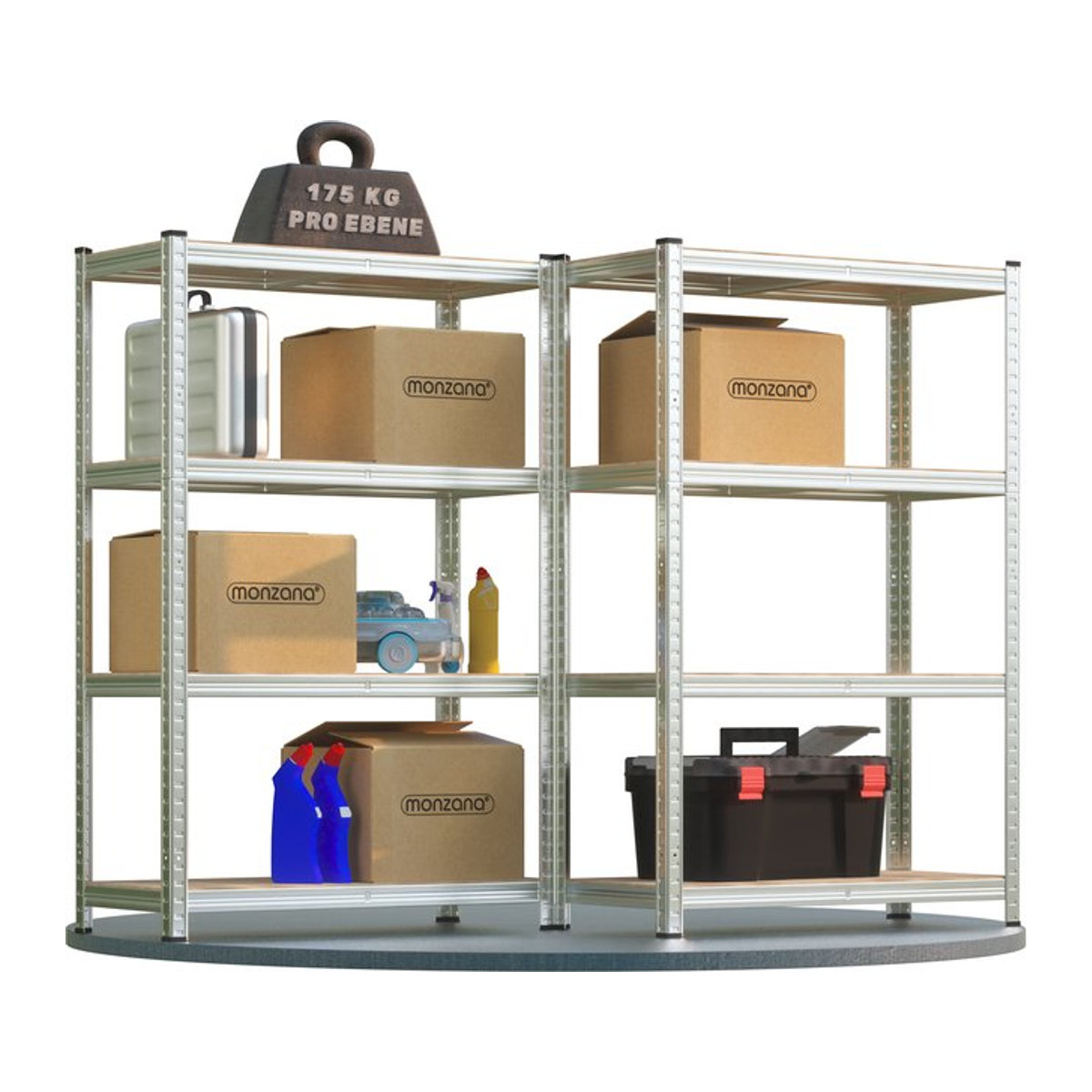 Monzana Schwerlastregal 2er-Set aus Metall und MDF, silber, B/T/H: 90 x 40 x 160 cm, Tragkraft 700 kg - Bild 1