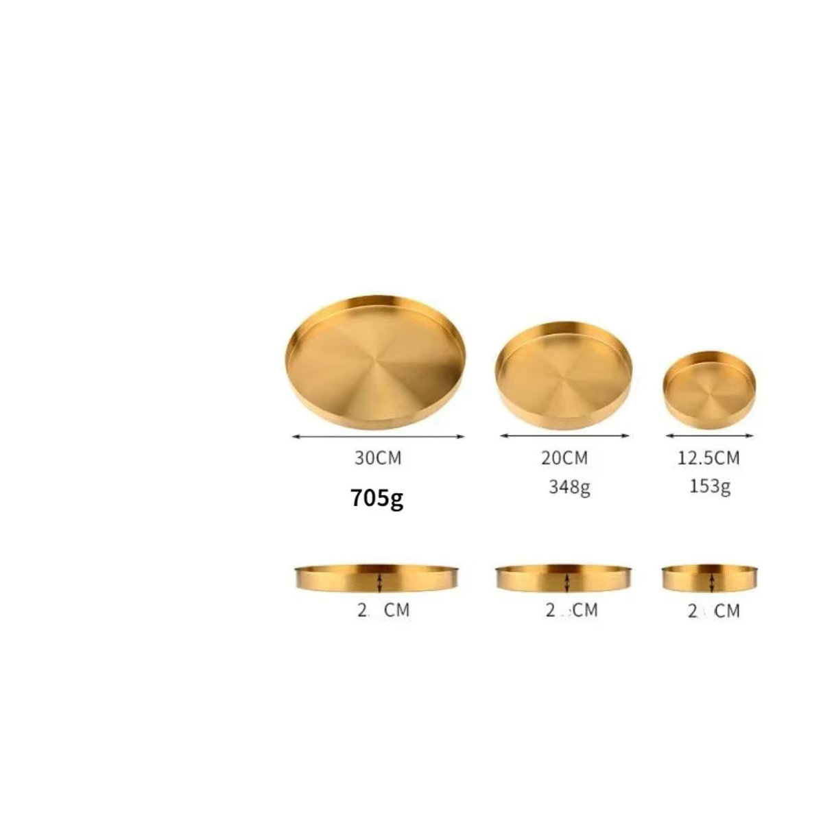 MOONBIFFY Dekorative Metall-Tabletts in Gold, Rund, Set aus 2 Stück, Durchmesser: 12,5 cm - Bild 6