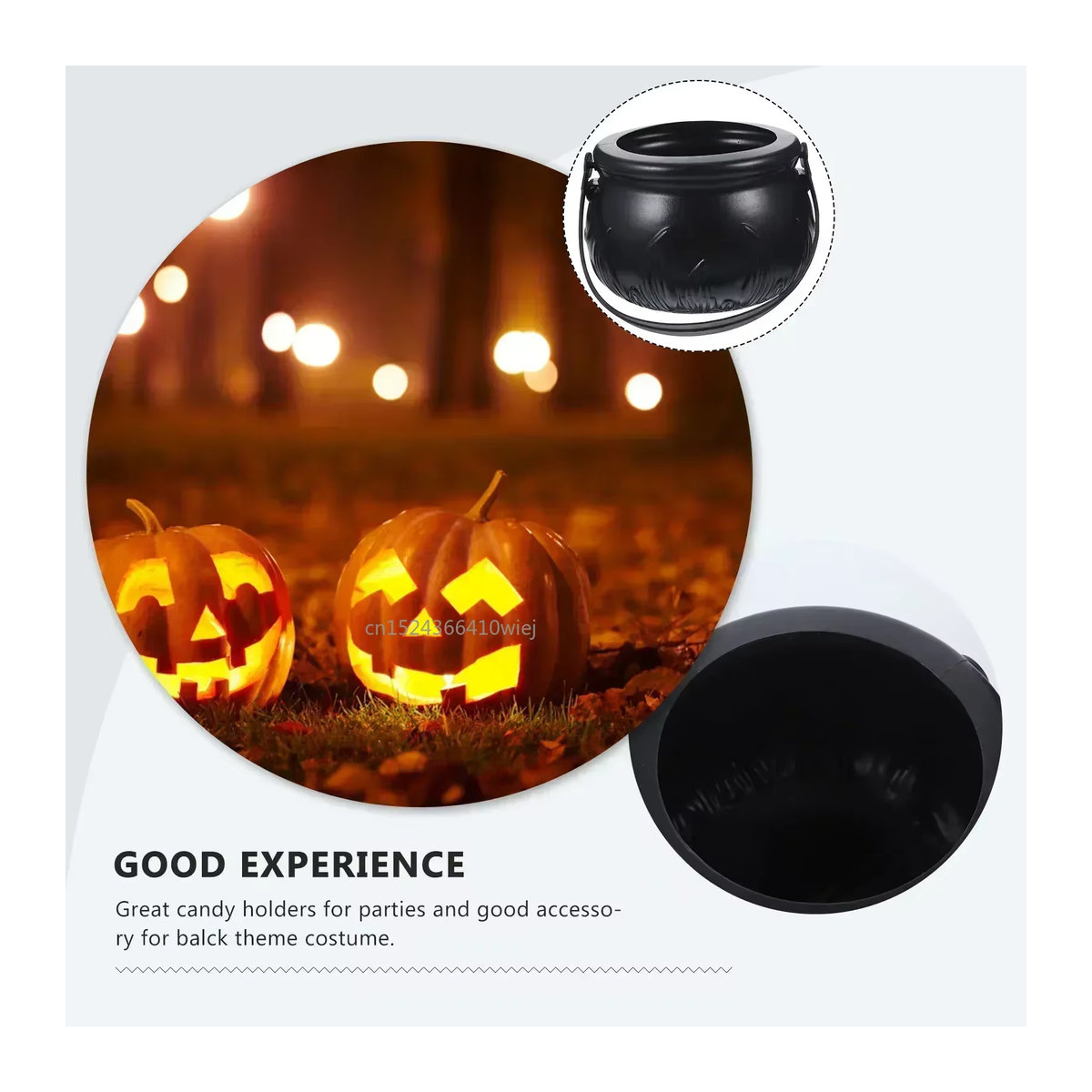 MOONBIFFY Halloween Hexenkessel Dekoration in Schwarz als Tischdeko und Süßigkeitenhalter aus Kunststoff - Bild 4