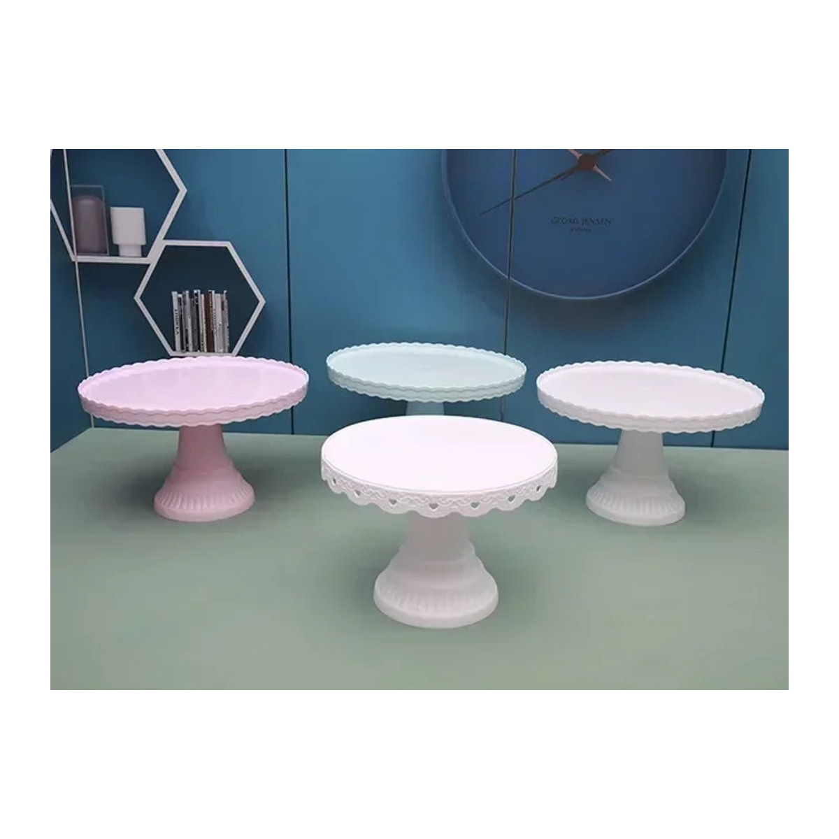 MOONBIFFY Kuchen-Display-Ständer aus Kunststoff in Rosa, rundes Torten-Tablett für Hochzeits- und Geburtstagsdekoration - Bild 1