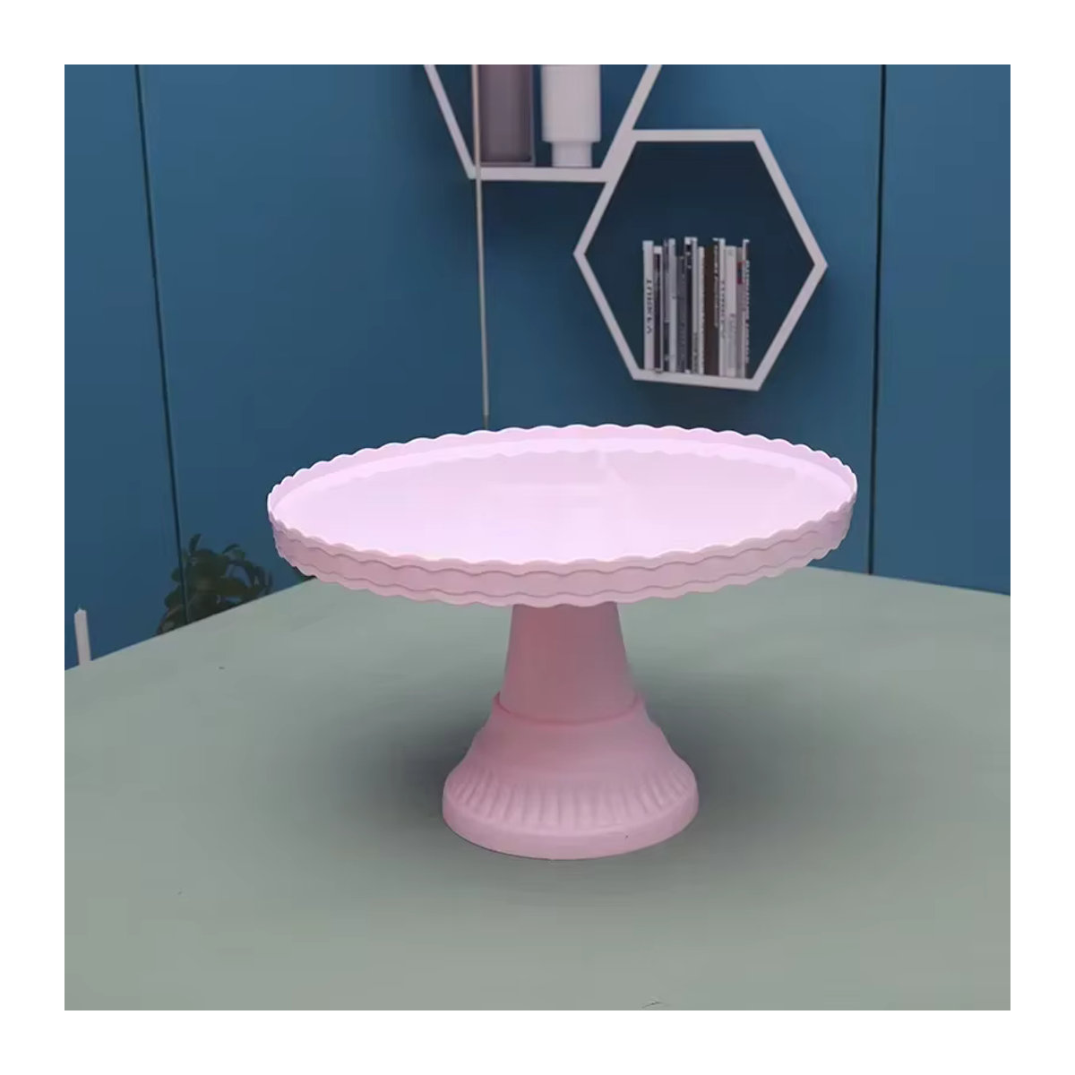 MOONBIFFY Kuchen-Display-Ständer aus Kunststoff in Rosa, rundes Torten-Tablett für Hochzeits- und Geburtstagsdekoration - Bild 2
