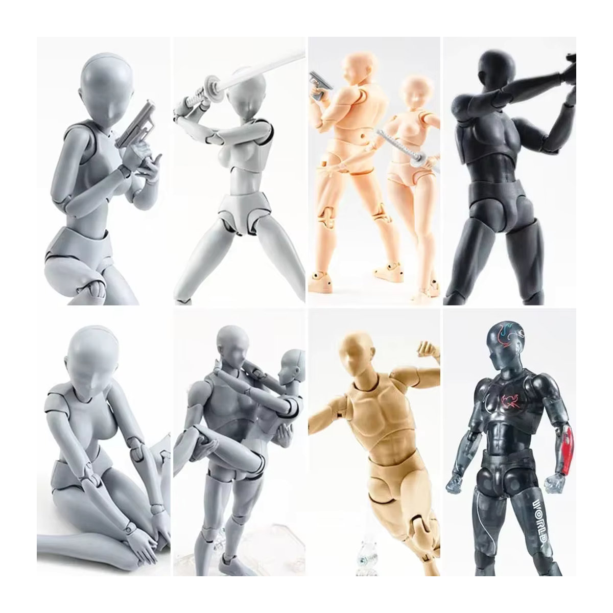 MOONBIFFY KUN/CHAN Actionfigur mit beweglichem Körper in Schwarz, Orange und Grau aus Kunststoff - Bild 2
