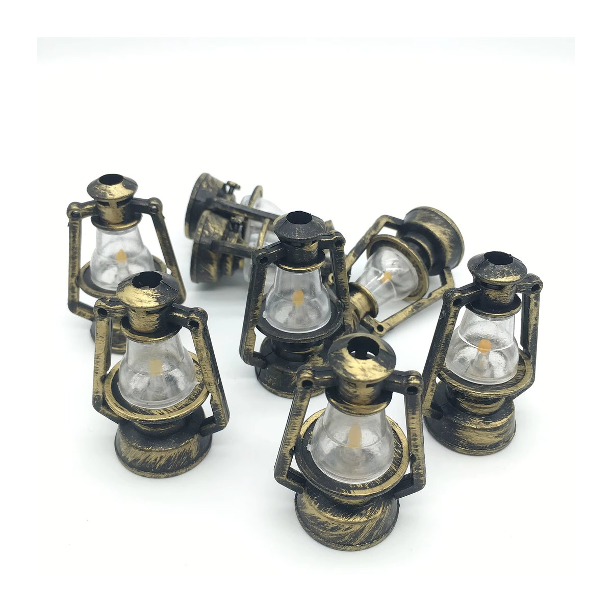 MOONBIFFY Miniatur Laterne im Retro-Stil für Puppenhaus Zubehör, Gold, Metall, Maßstab 1:6 - Bild 2