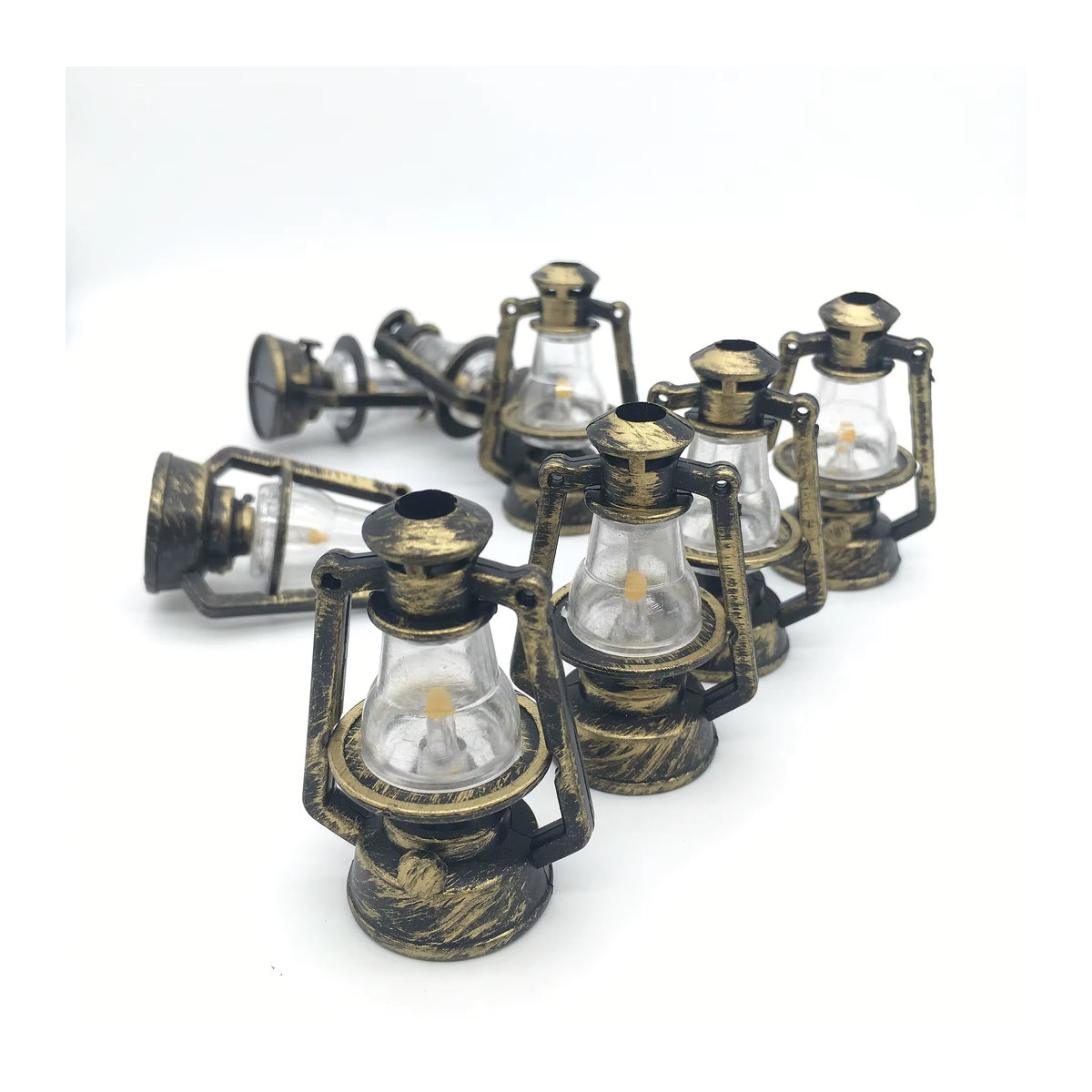MOONBIFFY Miniatur Laterne im Retro-Stil für Puppenhaus Zubehör, Gold, Metall, Maßstab 1:6 - Bild 4