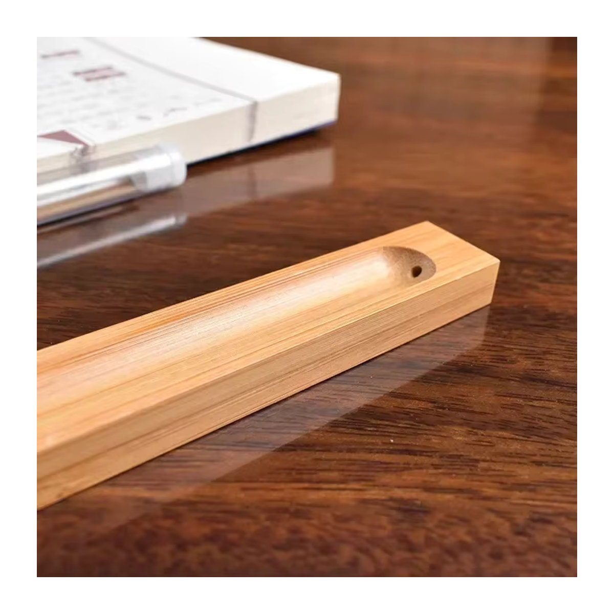 MOONBIFFY Räucherstäbchenhalter aus Holz in Braun mit 3 mm Loch zur Heimdekoration - Bild 6