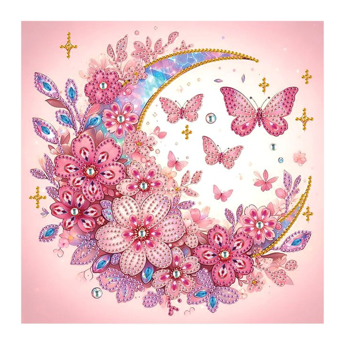 MoonDIY Diamant-Kunst-Malerei-Set für Erwachsene, florales Motiv in unregelmäßiger Form, mehrfarbig, Wanddekoration - Bild 1