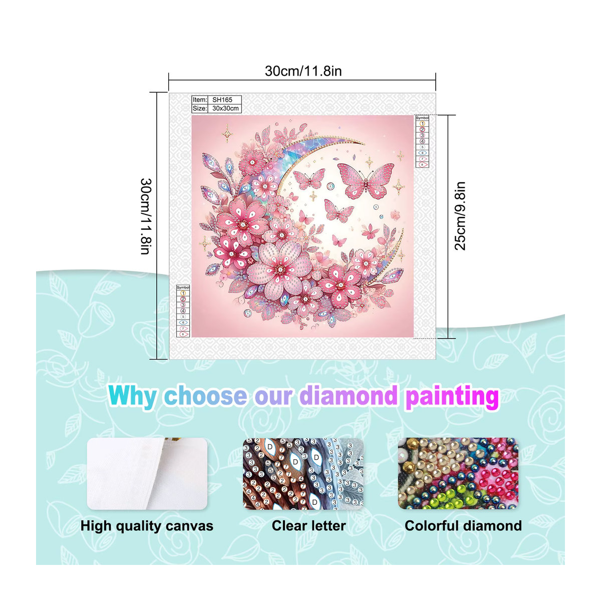 MoonDIY Diamant-Kunst-Malerei-Set für Erwachsene, florales Motiv in unregelmäßiger Form, mehrfarbig, Wanddekoration - Bild 2
