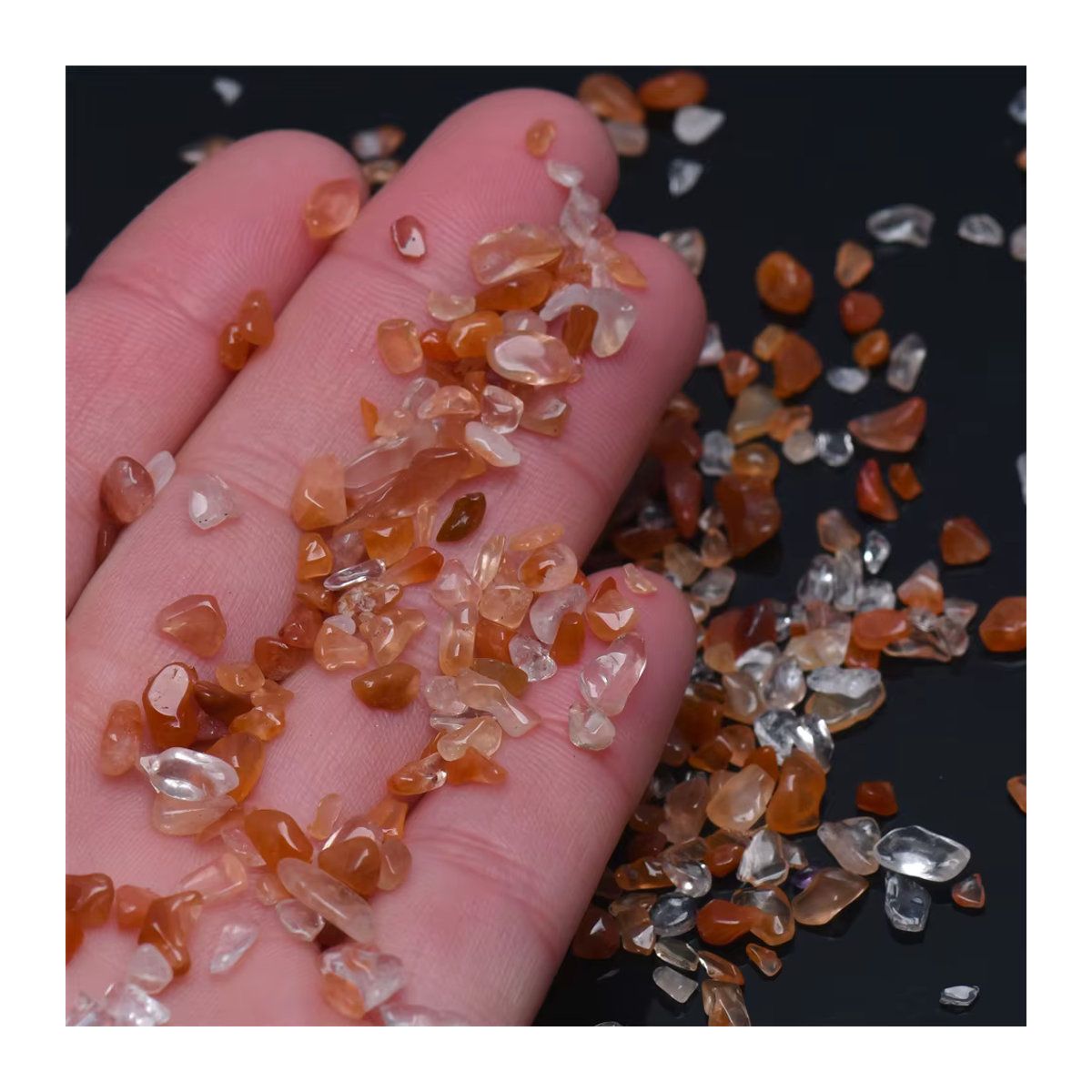 Moonrise Zerkleinerte Steinsplitter in Grün und Orange, unregelmäßige Form, 3–5 mm für Bastelarbeiten, DIY-Schmuck und Epoxidharz-Dekoration - Bild 3